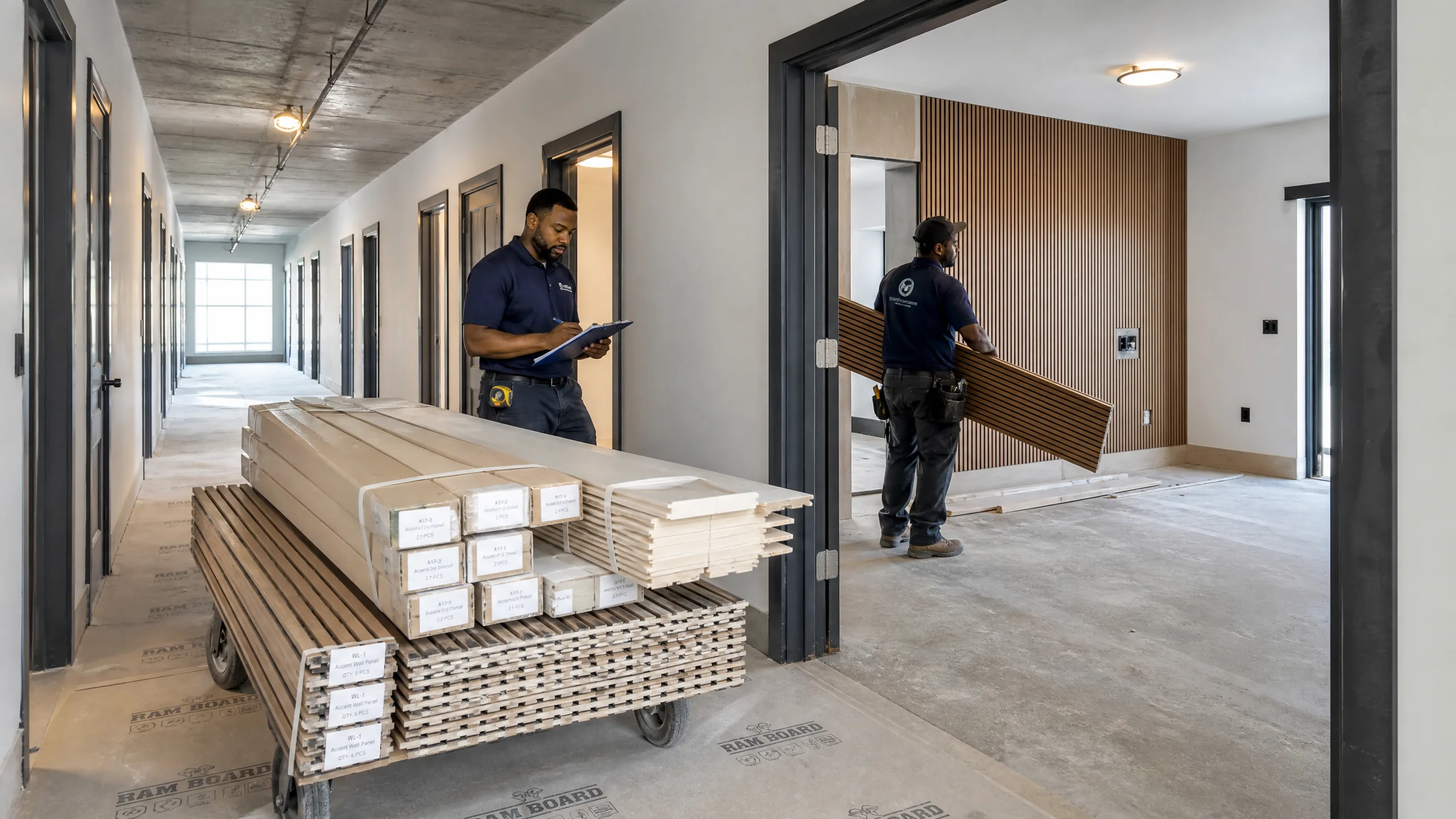 Multi-family apartment complex interior trim and millwork rollout